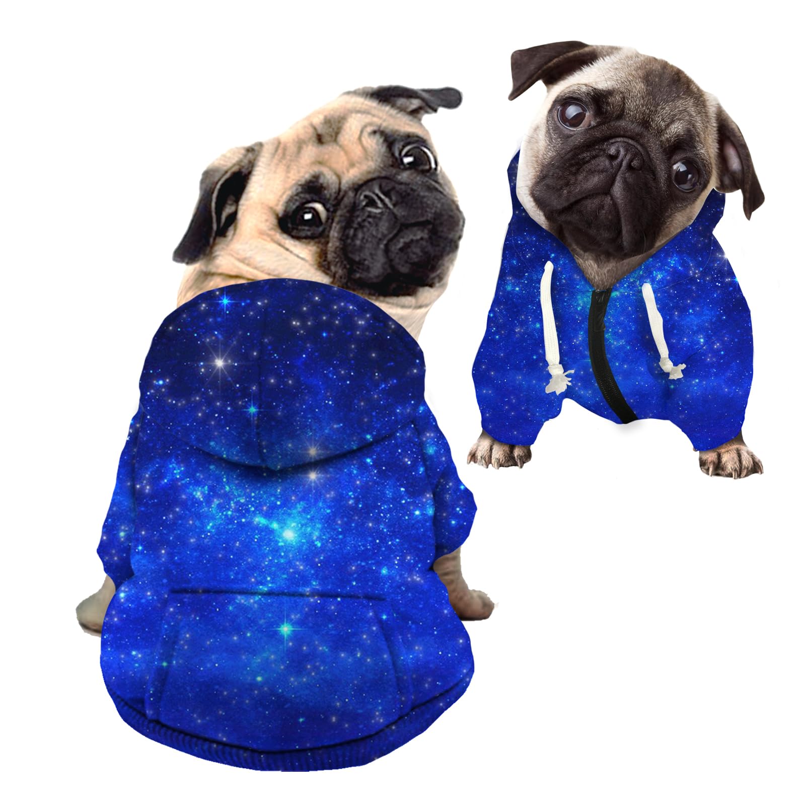 Kuiaobaty Blue Galaxy Stars Dog Sweatshirt for Small Dogs Cats, Starry Print Dog Clothes Pullover Pets Hoodies Autumn Dog Outdoor Jumpers — image 1