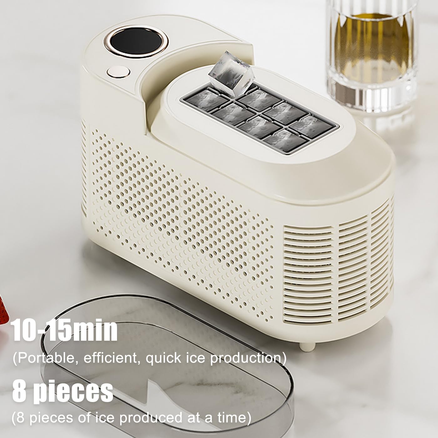 Mini máquina de Fabricantes de Hielo para encimera en el hogar, portátil y pequeño | Hace Cubitos de Hielo Transparentes en 10 Minutos | Bajo Ruido, Ahorro de energía, fácil de Limpiar | para Cocina