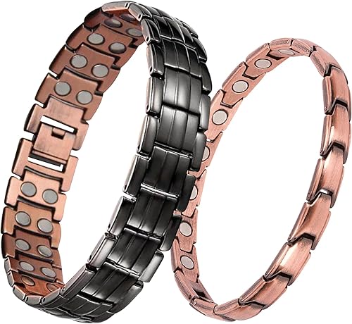 Feraco Pulsera de cobre terapéutico de drenaje linfático para hombres y mujeres, alivio del dolor de artritis, forjado a mano, desintoxicación