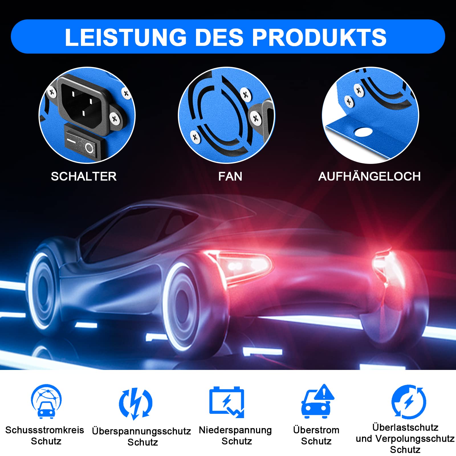 24V 5Amp Smart Automatic Battery Charger,24V Batterieladegerät Automotive Mit XLR-Anschluss für Roller Rollstuhl Auto Motorrad Erhaltungsladegerät Batteriehalter Mit dem Schalter