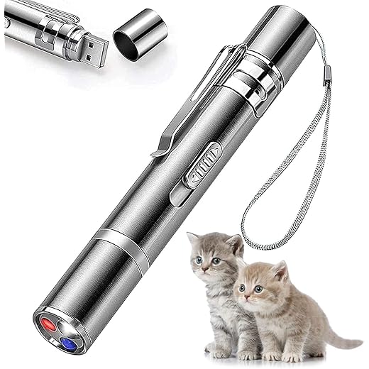 Cat Toys Laser Pointer for Indoor, Rechargeable, 7 Adjustable Wand Red Light Pet Interactive Cat Mouse Toys to Keep Busyfor Kitten Dog Chase Play