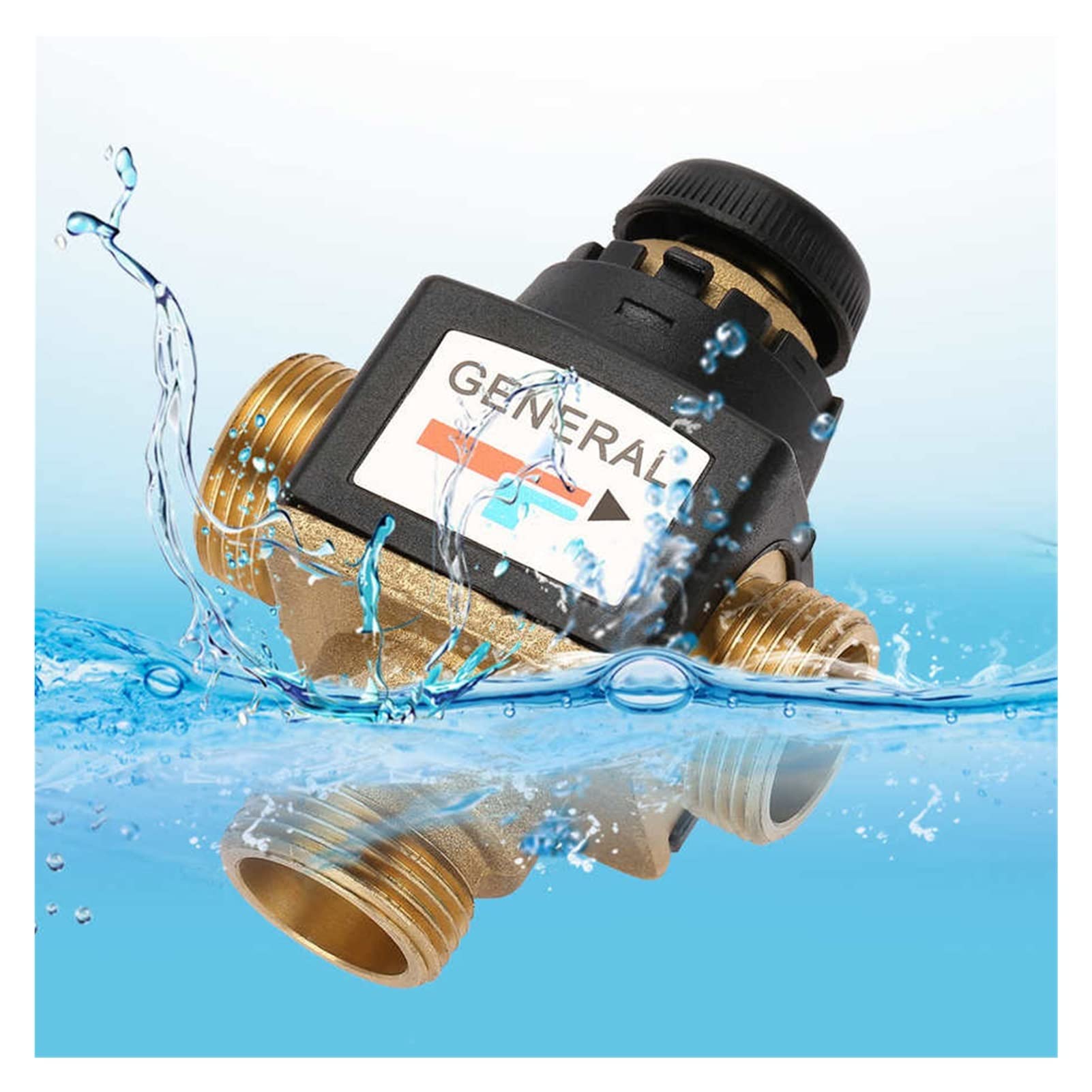 3 vías DN20 Válvula mezcladora Hilo Macho Termostático Ajuste termostático for Herramientas de Calentador de Agua Solar Accesorio Going