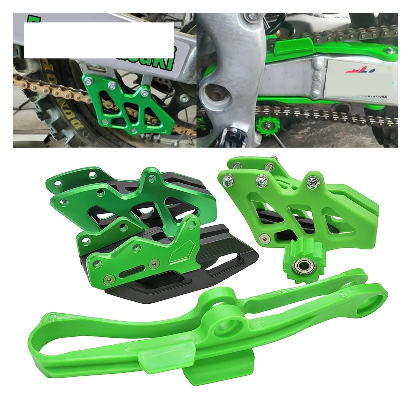 Guida Catena In Plastica Per Forcellone Moto, Compatibile Con Kawasaki KXF250 (2009-18), KXF450 (2009-18), KLX450R (2011-14)