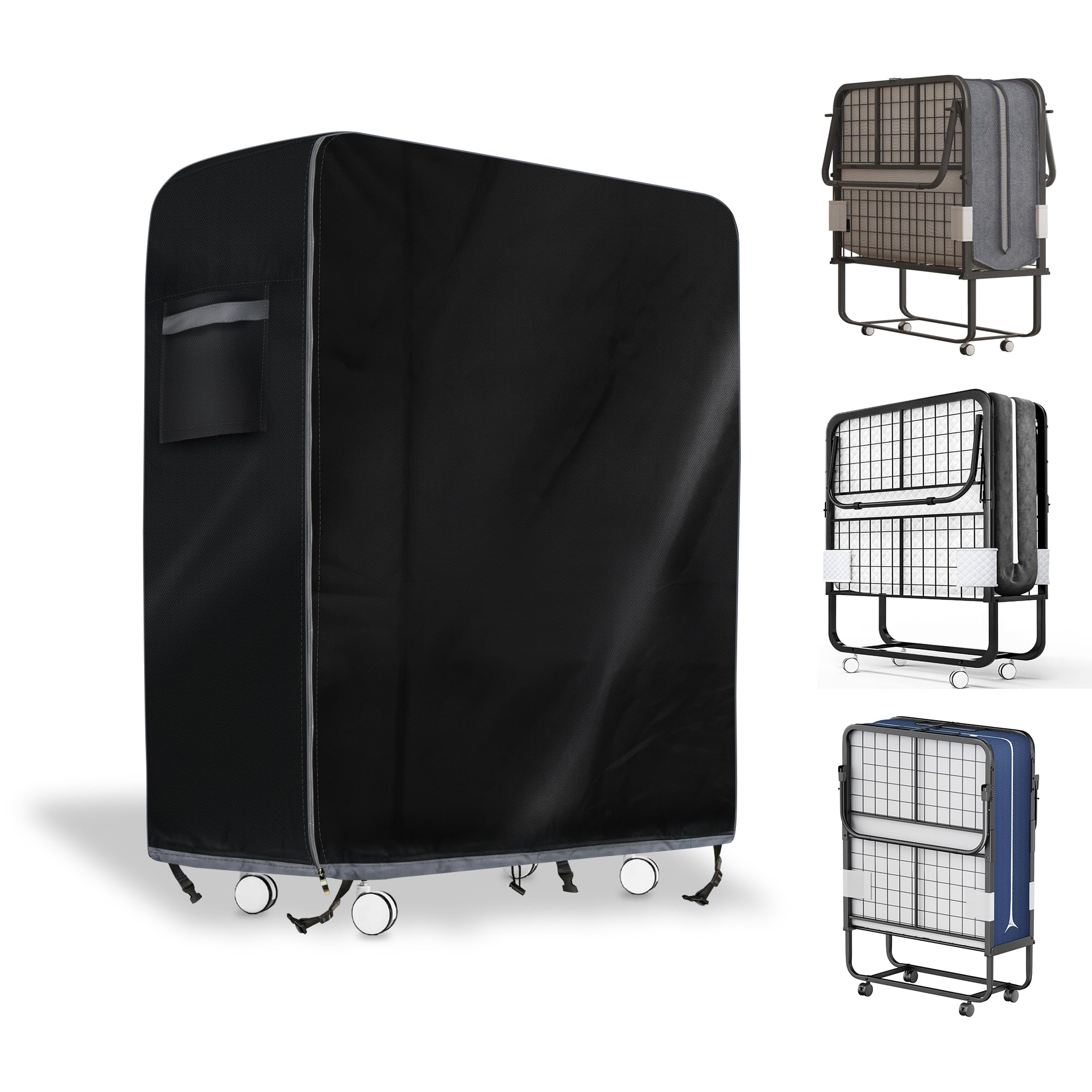 Folding Bed Storage Cover - Waterproof, Dustproof Universal Rollaway Protector - Fits 31 Inch Single Folding Bed (31.5"L 14"W 44"H) - Black