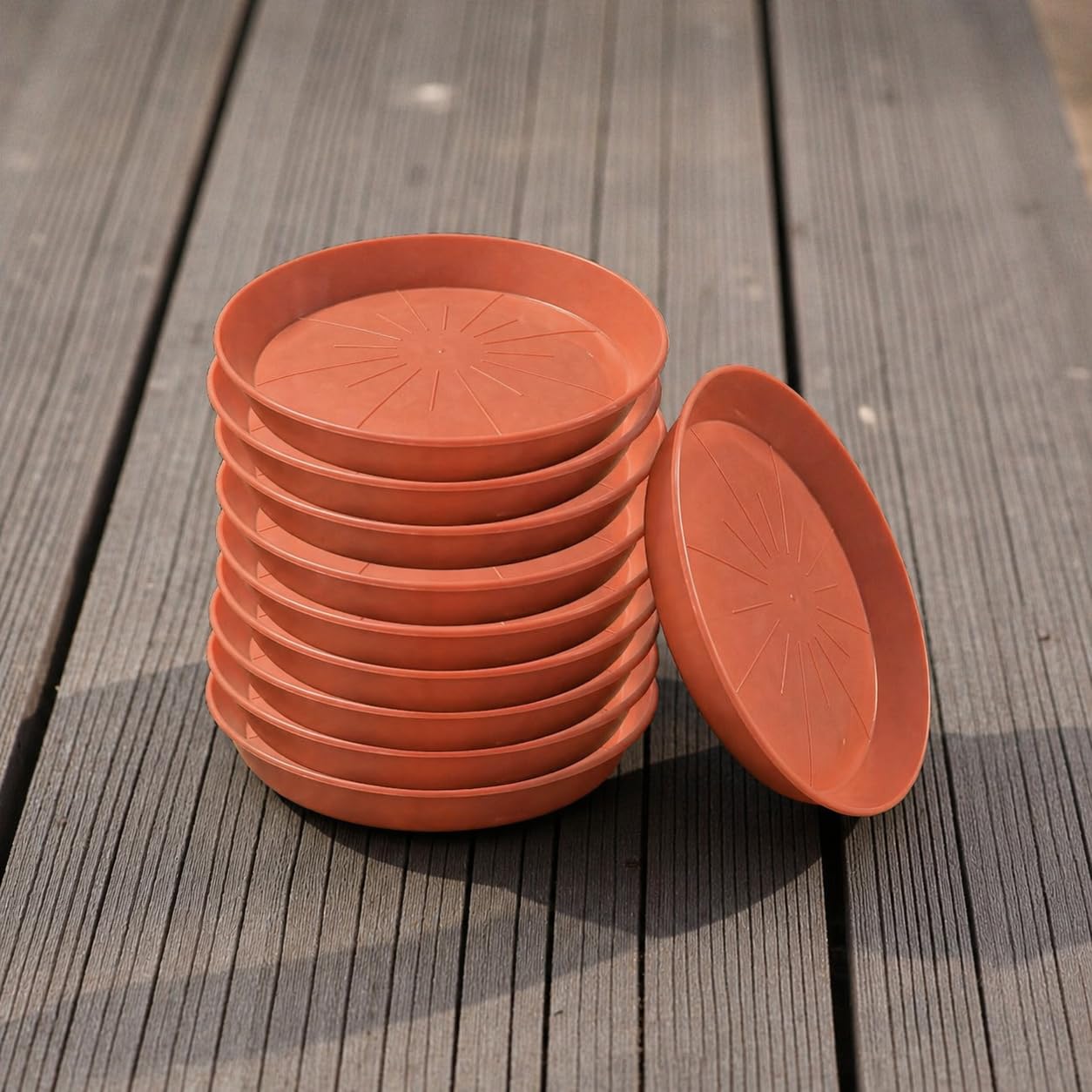 BHAJANLAL GREENERY Plastic Bottom Tray | Size 8.5 Inches Plate | Pack of 10 | Suitable Pot Base Size up to 8 inches (Poppies Red)