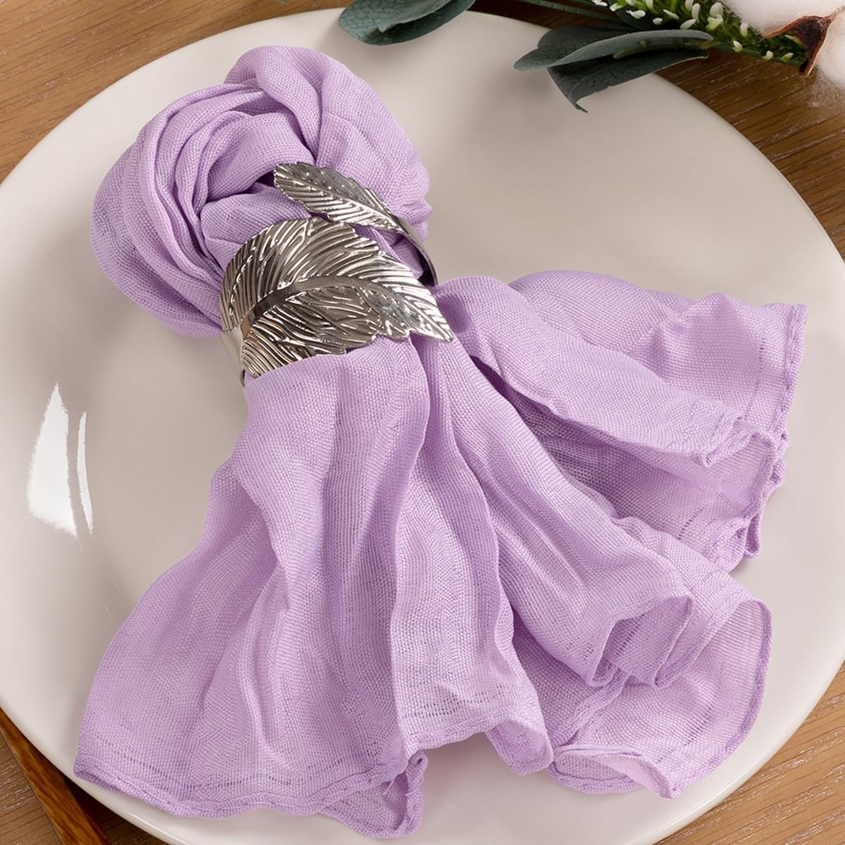 MLMC 100 Pack Cheesecloth Napkins Wedding Napkins 21″x21″ Boho Reusable Lavender Cloth Napkins in Bulk for Wedding Bridal Baby Shower Events Table Decor Lilac