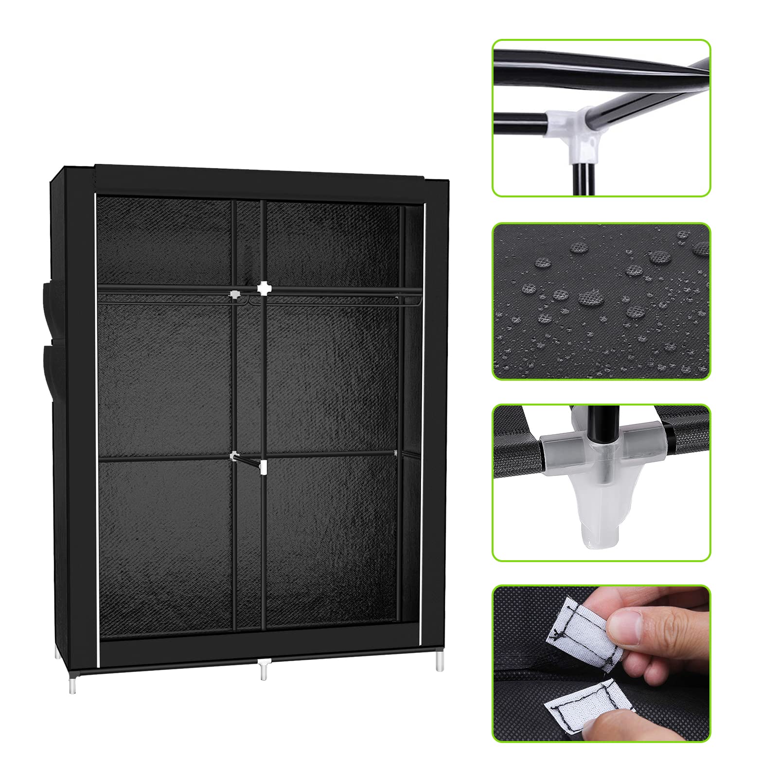 LANTUS Armadietto portaoggetti pieghevole – guardaroba guardaroba in tessuto non tessuto con chiusura a cerniera – guardaroba, armadio da campeggio (105 x 45 x 170 cm)
