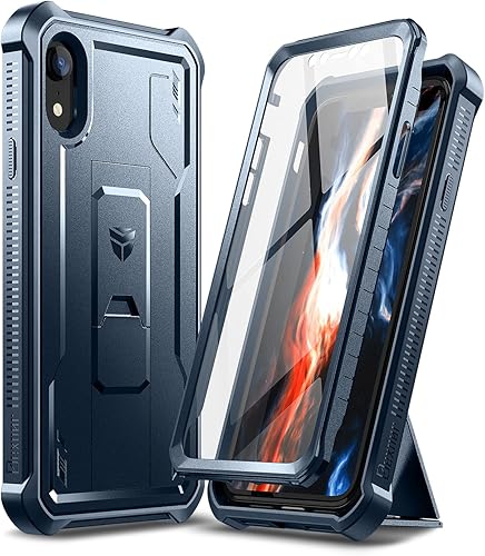 Miniatura 8 de Dexnor Funda para iPhone XR, Protector de pantalla y soporte integrados Protección de grado militar resistente a prueba de golpes para iPhone XR,