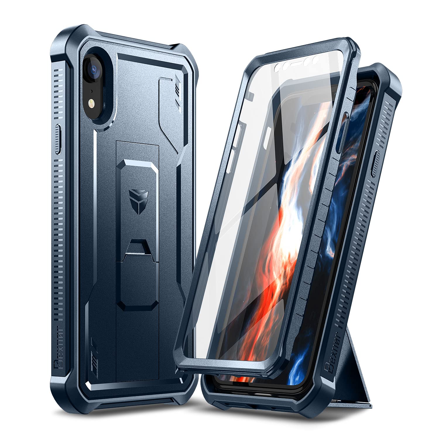Amazon.co.jp: Dexnor iPhone XR用 ケース 360度全面防護 軍用耐落下