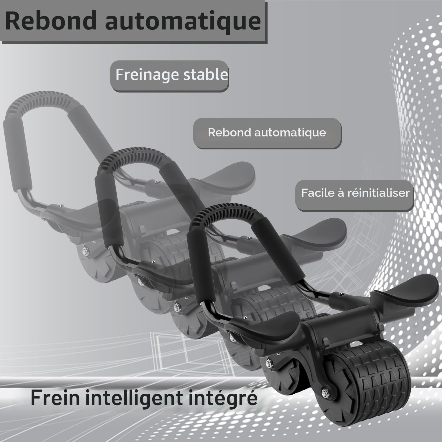 Nouveau Roue abdominale avec support de coude, Ab Wheel roue abdominale à rebond automatique, Ab Roller entraînement des abdominaux pour la salle de sport à domicile, Roue pour abdominaux
