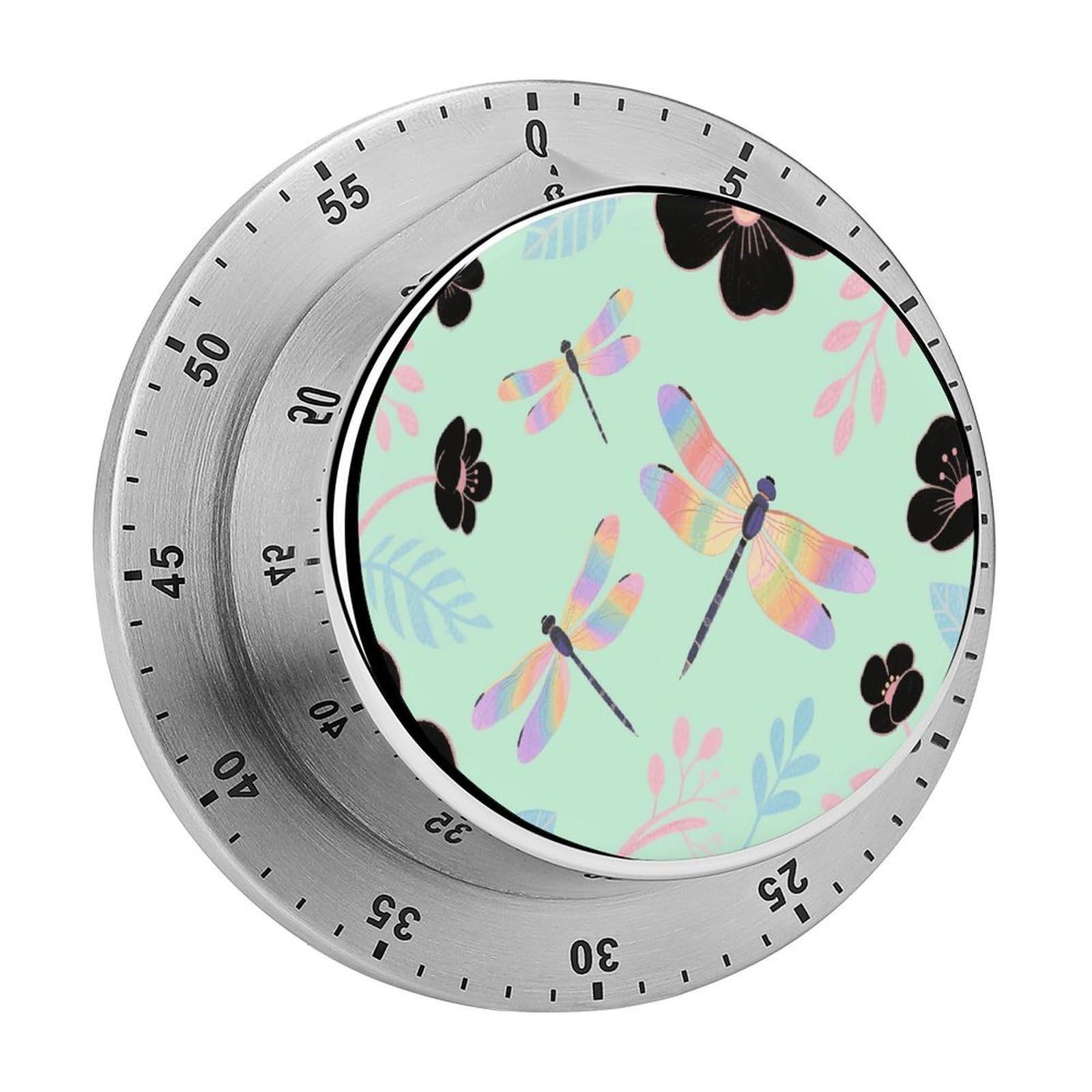 Dragonfly Timer Digital Stainless Steel Kitchen Timers with Loud Alarm Visual Timers Magnetic Countdown Countup Timer for Homework Chores Office Time Management