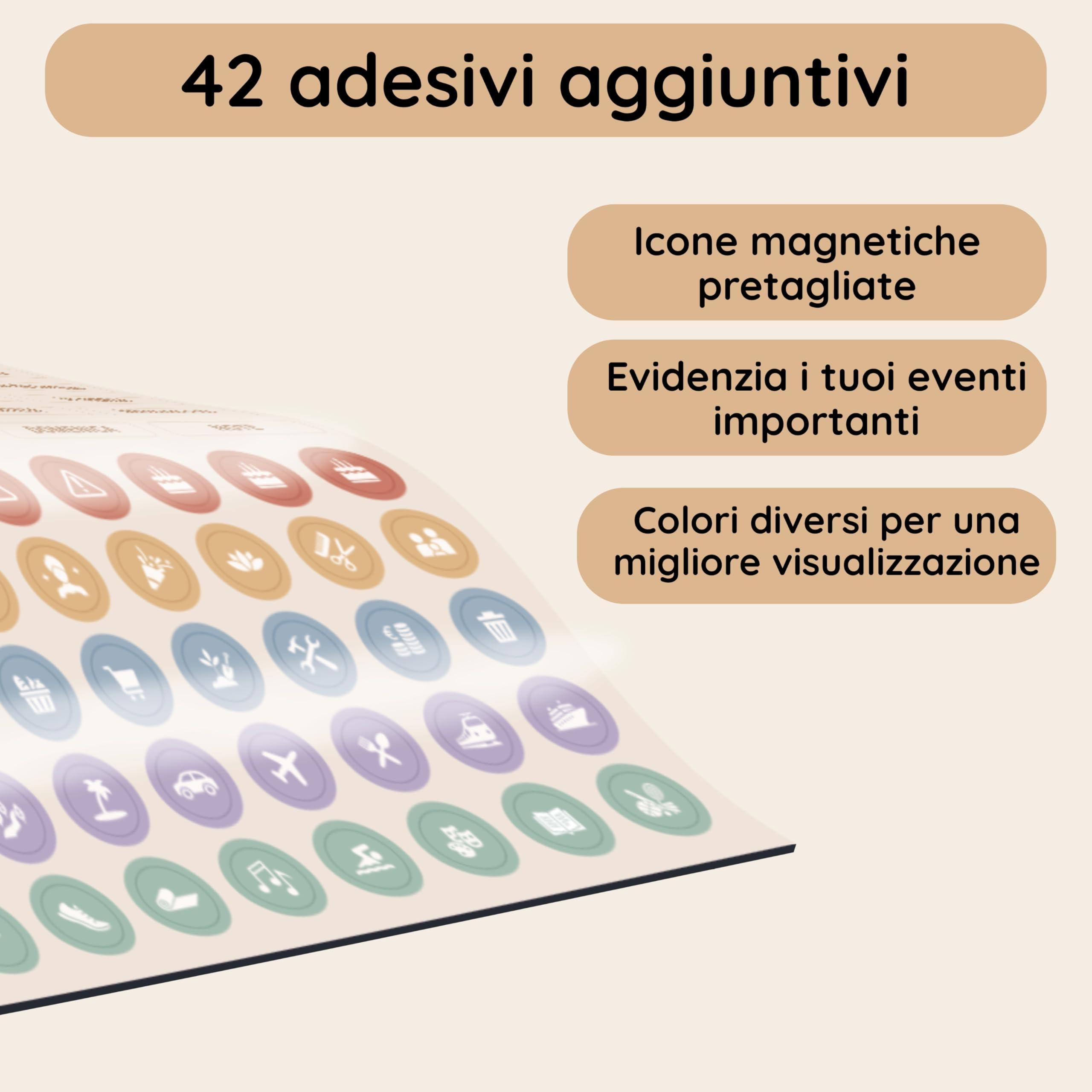 Calendario Magnetico da Frigorifero Formato A3 – Planner Mensile e Settimanale Cancellabile – 42 Adesivi per Eventi, 4 Pennarelli, 1 Gomma – Lavagna Magnetica – Tracker del Benessere