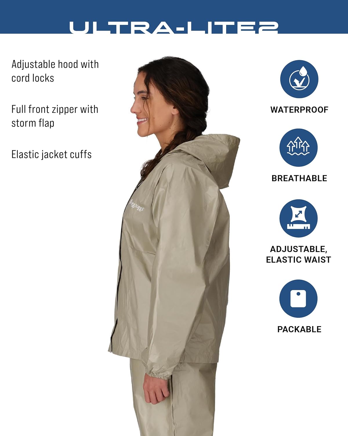 FROGG TOGGS Women's Ultra-Lite2 2-Layer Waterproof Breathable Protective Rain Suit - Image 2