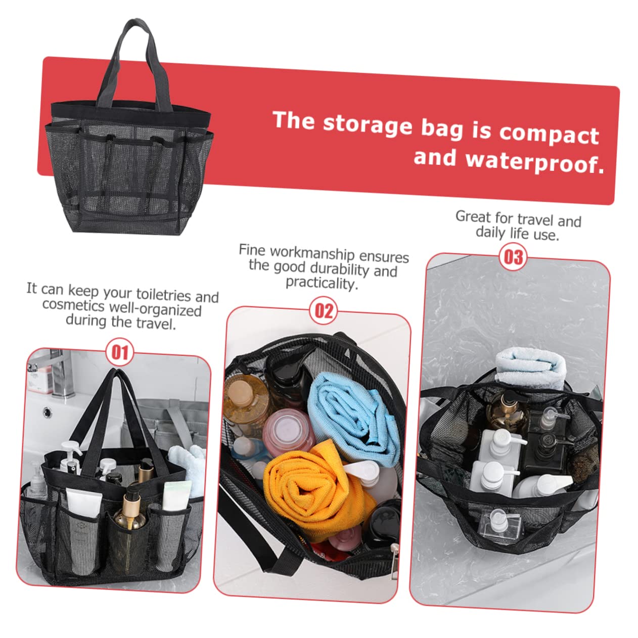Healvian 5 Piezas Bolsa de Viaje con Diseño de Malla Neceser Portátil Multifunción para Cosméticos y Artículos de Tocador Práctica Bolsa de Aseo para Exteriores y