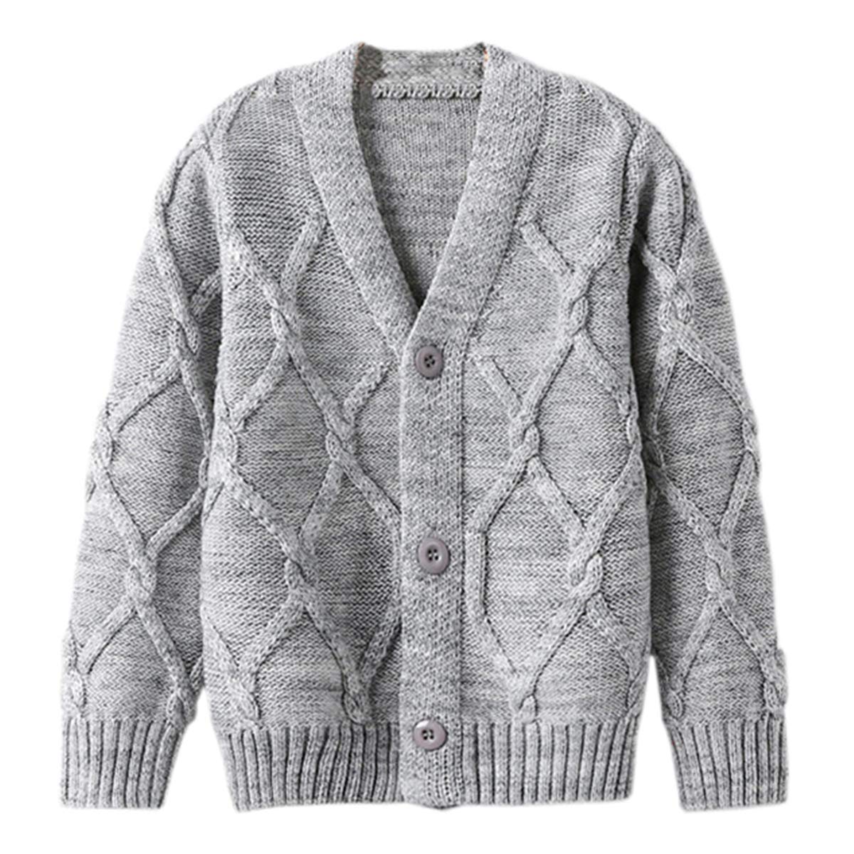 DAIMIDY Boy's Cable Knit Chunky Cardigan Sweater, 2-10 Years