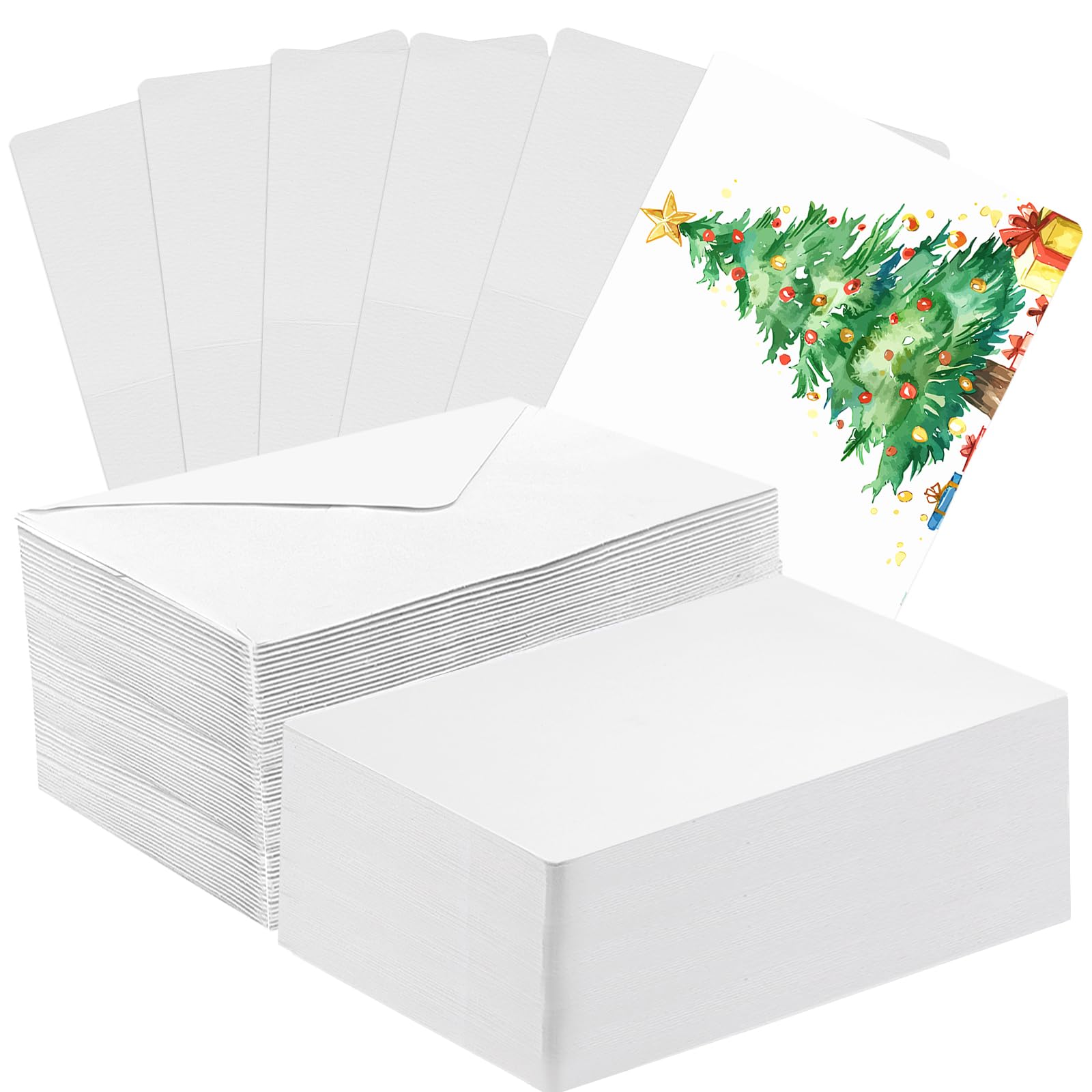 60 Set Blank Watercolor Cards with Envelopes 4x6 Inch, 140lb/300GSM Single Blank Watercolor Postcard White Envelopes Heavyweight Cotton Cards DIY