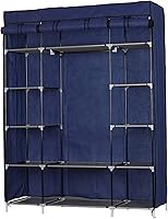 Vista 12 de 67" Portable Wardrobe Closet, Wardrobe Closet for Hanging Clothes with 2 Hanging Rods, 12 Clothes Storage Organizer Shelves, Non-Woven Fabric Grey