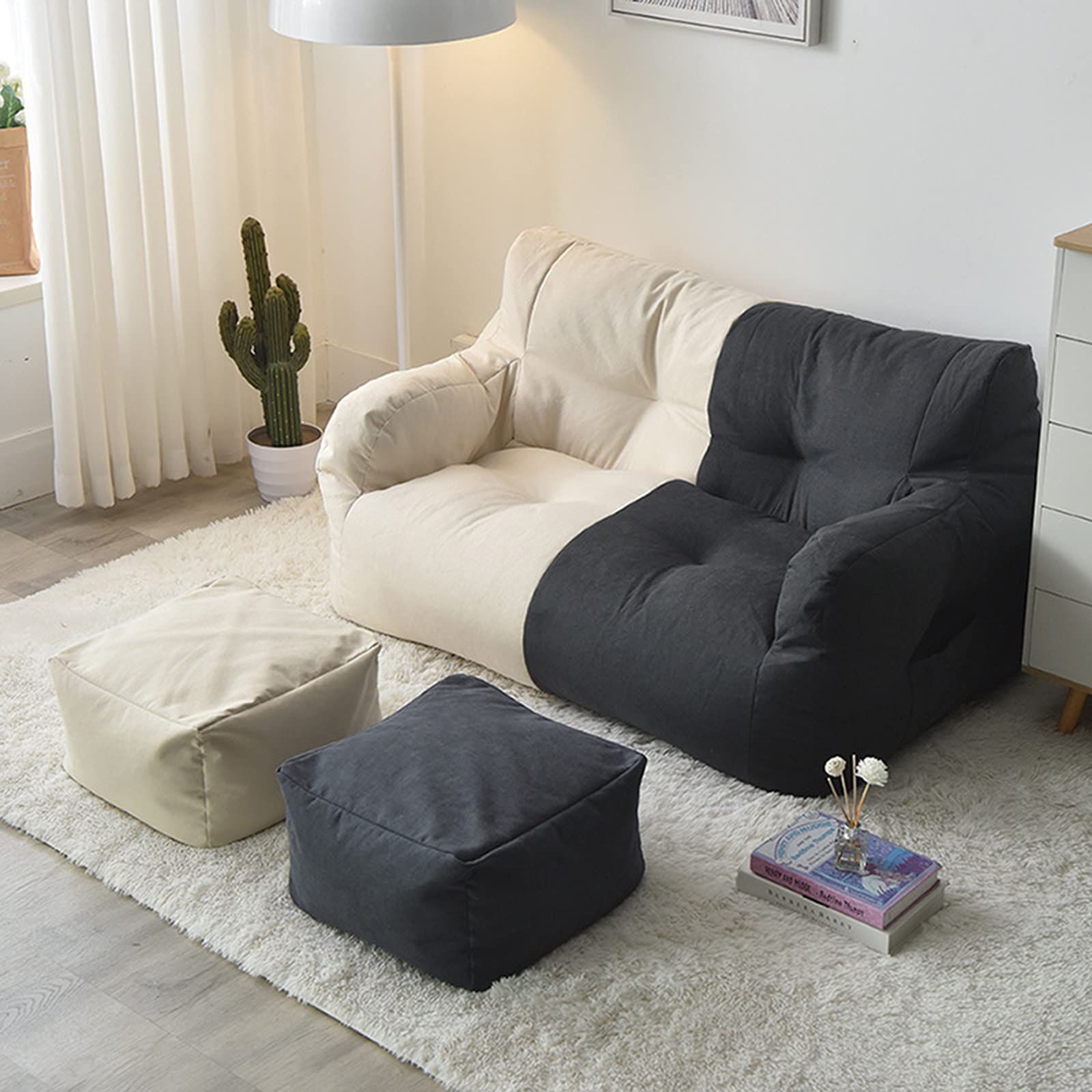 Bean Bag Chair Cover for Adults - Washable Soft Lounge Cover for Living Room - Dark Blue