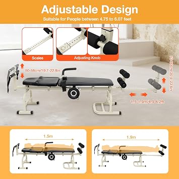 Lumbar Stretch Table Tool Traction Device Traction Table Inline Back Stretch Spine Lumbar Inversion Table Spinal Decompression Devices Traction Bed Therapy Massage Table for Cervical Spine