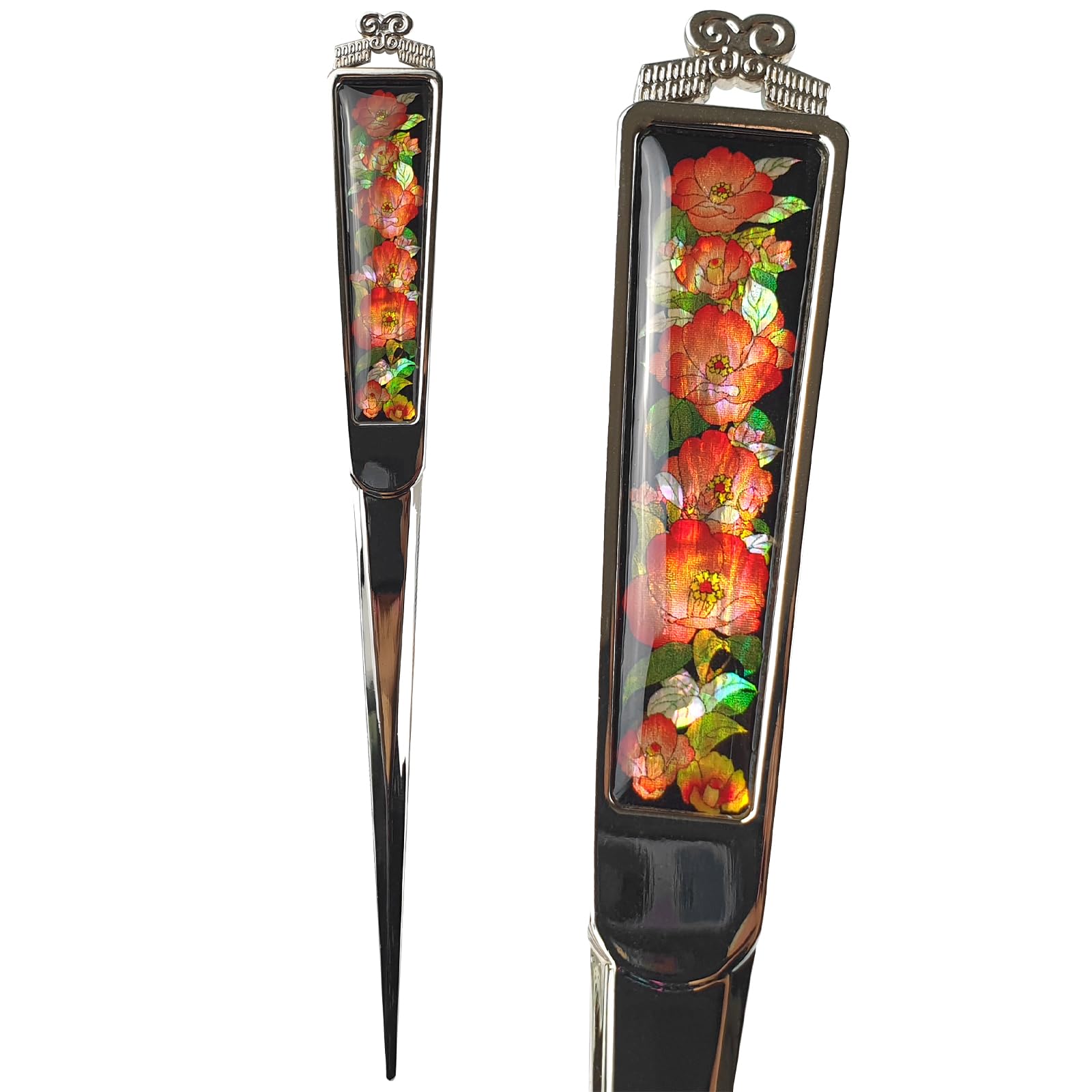 BinNADA Poppy Rock Rose Camellia Flower Mother of Pearl Metal Letter Opener Envelope Cutter Letter Knife