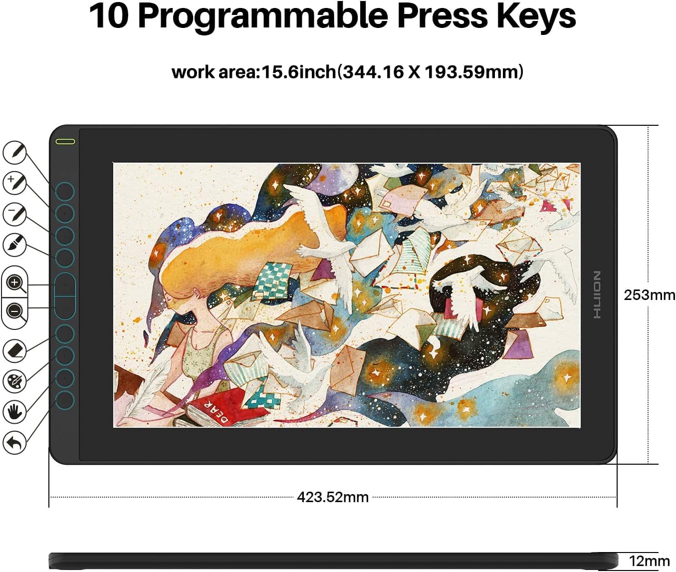 未開封、HUION 液タブ Kamvas 16(2021) 15.6インチ HUION液タブ Kamvas 16（2021）初心者向けグラフィックペン