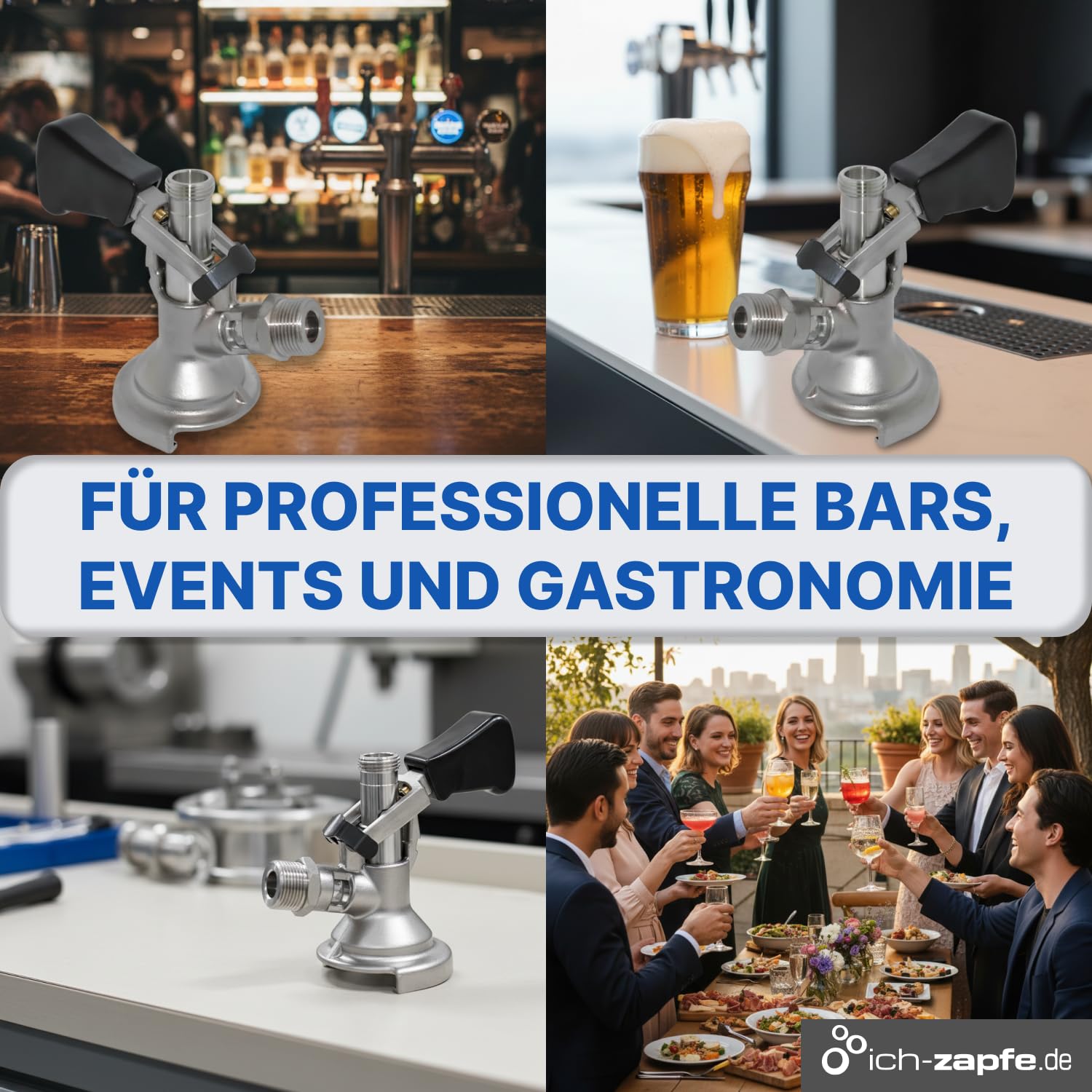 Kombi Zapfkopf für Bierkühler und Zapfanlagen - Kombi Keg Zapfkopf - Professioneller Zapfkopf für Bierfässer - Hochwertiger Kombi Zapfkopf Typ M - Edelstahl Kombi Zapfkopf für Kegs