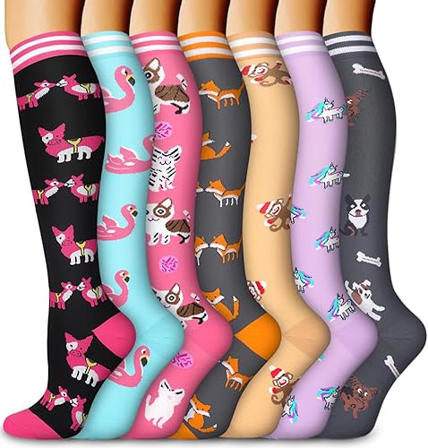 Aoliks 78 pares de calcetines de compresión médica para mujeres y hombres, calcetines de apoyo hasta la rodilla de 20-30 mmHg para correr,