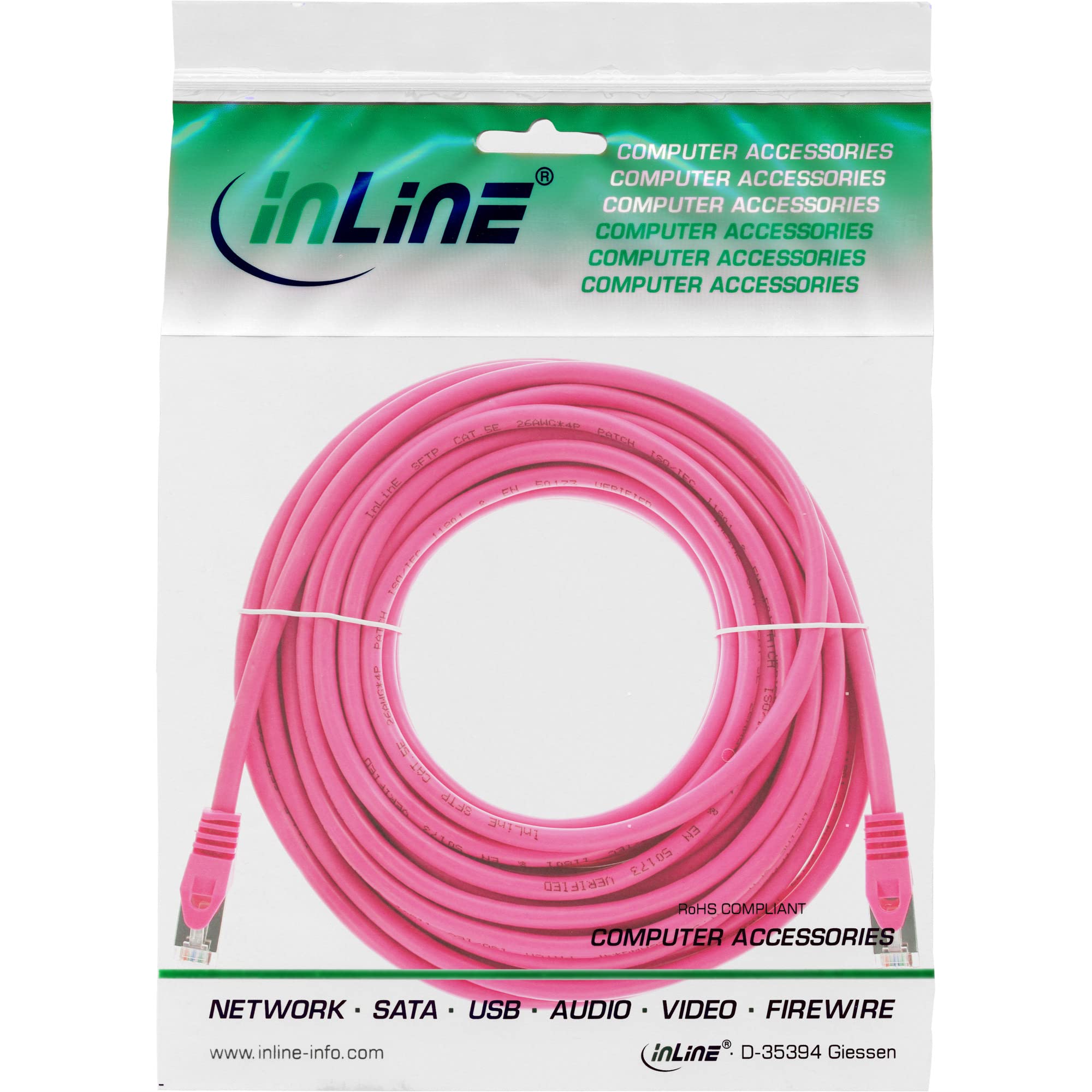 InLine Patchkabel - SF/UTP - Cat.5e - Pink - 10m