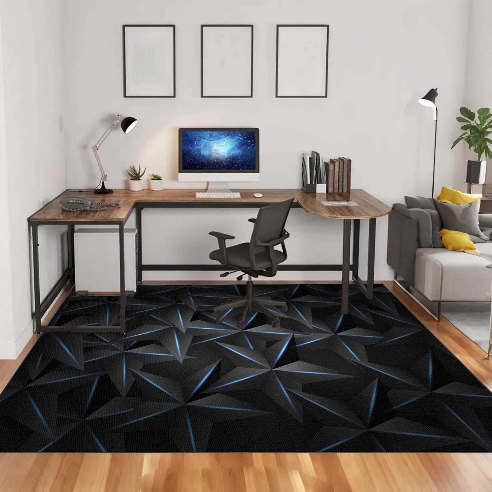 Gaming Teppich 120 x 140 cm rutschfest Gaming Bodenschutzmatte Bürostuhl, Schreibtischstuhl Unterlage für Laminat, Bürostuhl Unterlage für Parkett und Hartböden