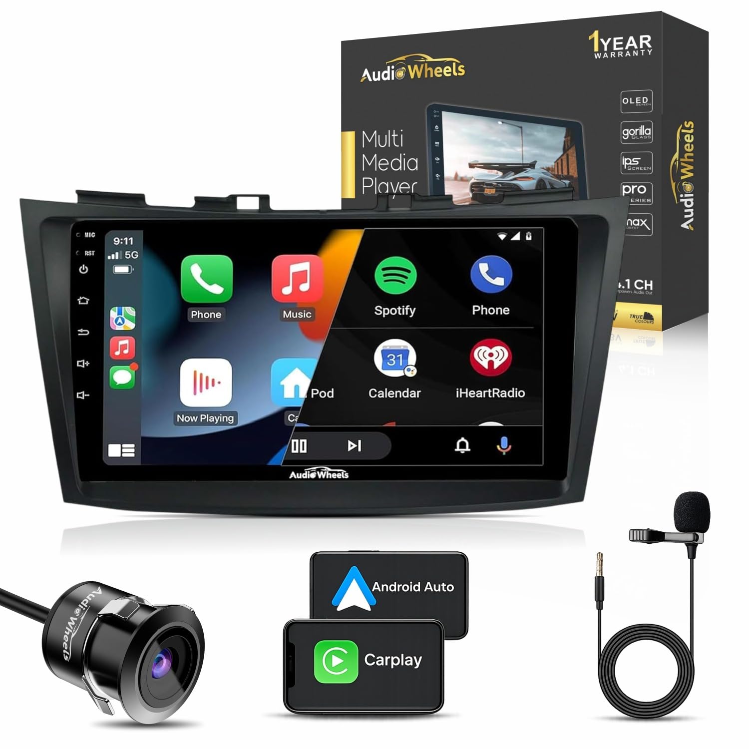 (Maruti Swift 2011) 9-Inch 1280P IPS Android 2/32 Car Display with Gorilla Glass - Double Din Car Stereo, Android 13,+ AHD Camera & Dashboard Frame (Maruti Swift 2011)-image-32