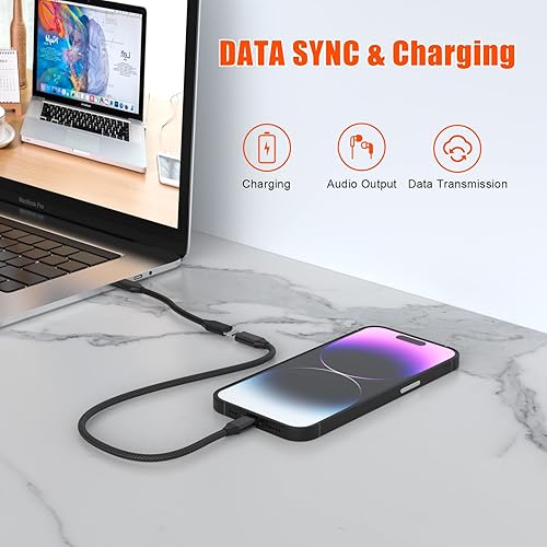 Miniatura 4 de Cable de extensión de cargador para iPhone, certificado Apple MFi Cable de nailon trenzado Lightning Extender Dock Cable macho a hembra adaptador de