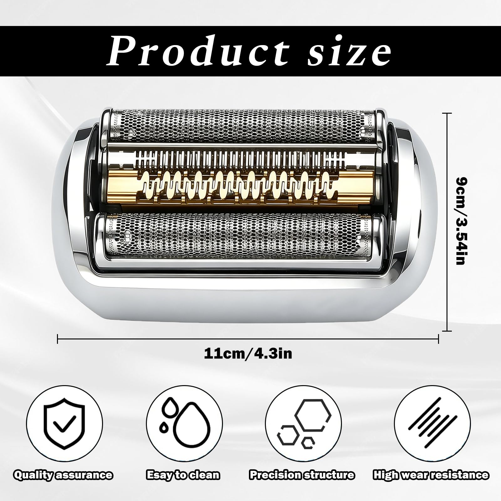 92S Tête de Rasoir pour Series 9 & 9 Pro, Tête de Rechange Compatible avec 9030s 9040s 9050cc 9290cc 9295cc (20+ Modèles), Facile à Nettoyer et à Remplacer, Argent