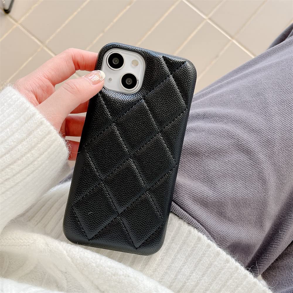 Étui portefeuille iPhone 13 Pro Max chic en cuir géométrique noir - 8