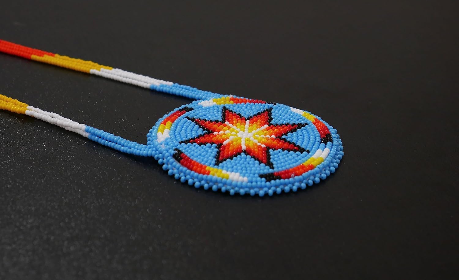Handmade Native American Style Tribal ethnic Seed Bead Beaded Layered Medallion Necklace