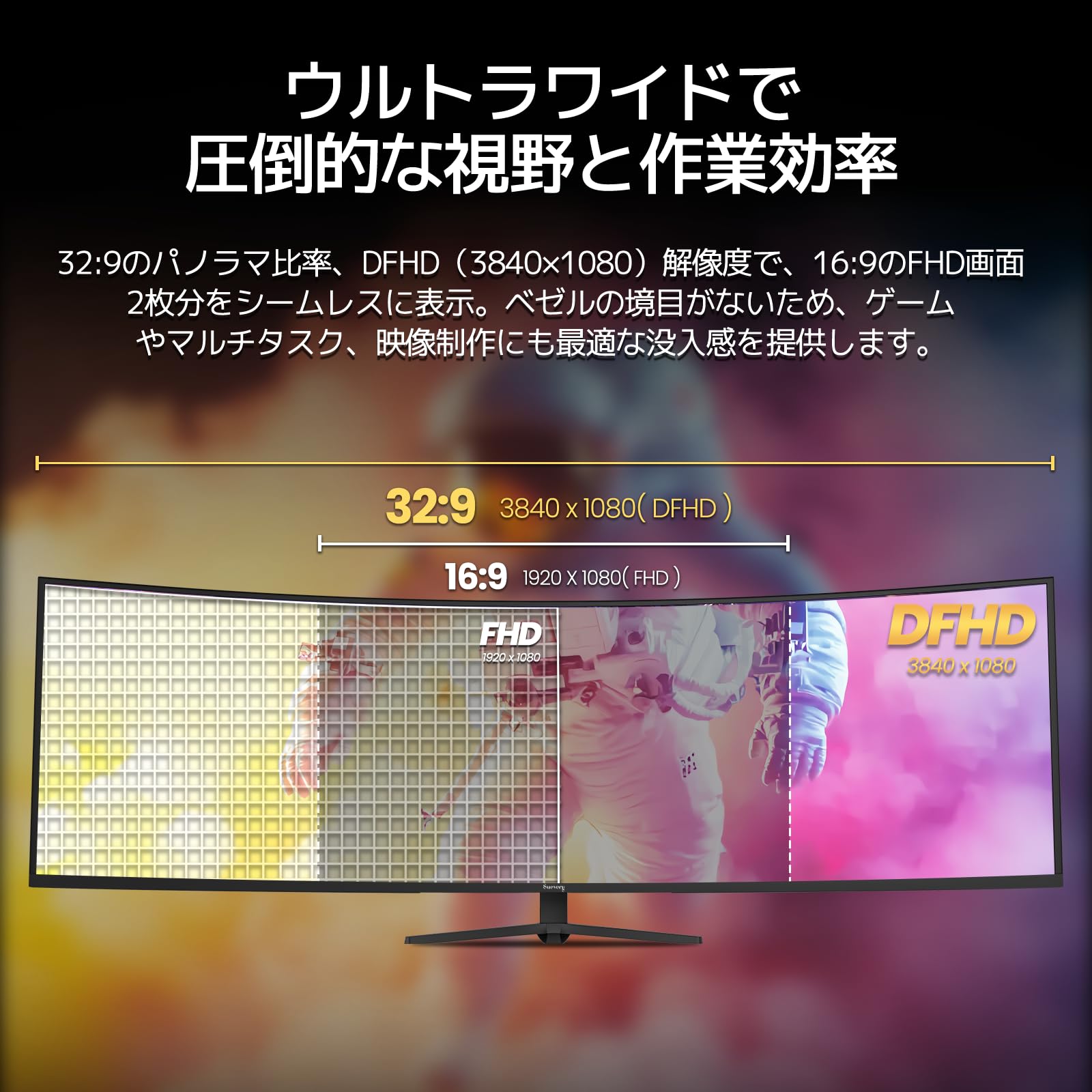 Amazon.co.jp: 【49インチ ゲーミングモニター 】Suevery 曲面