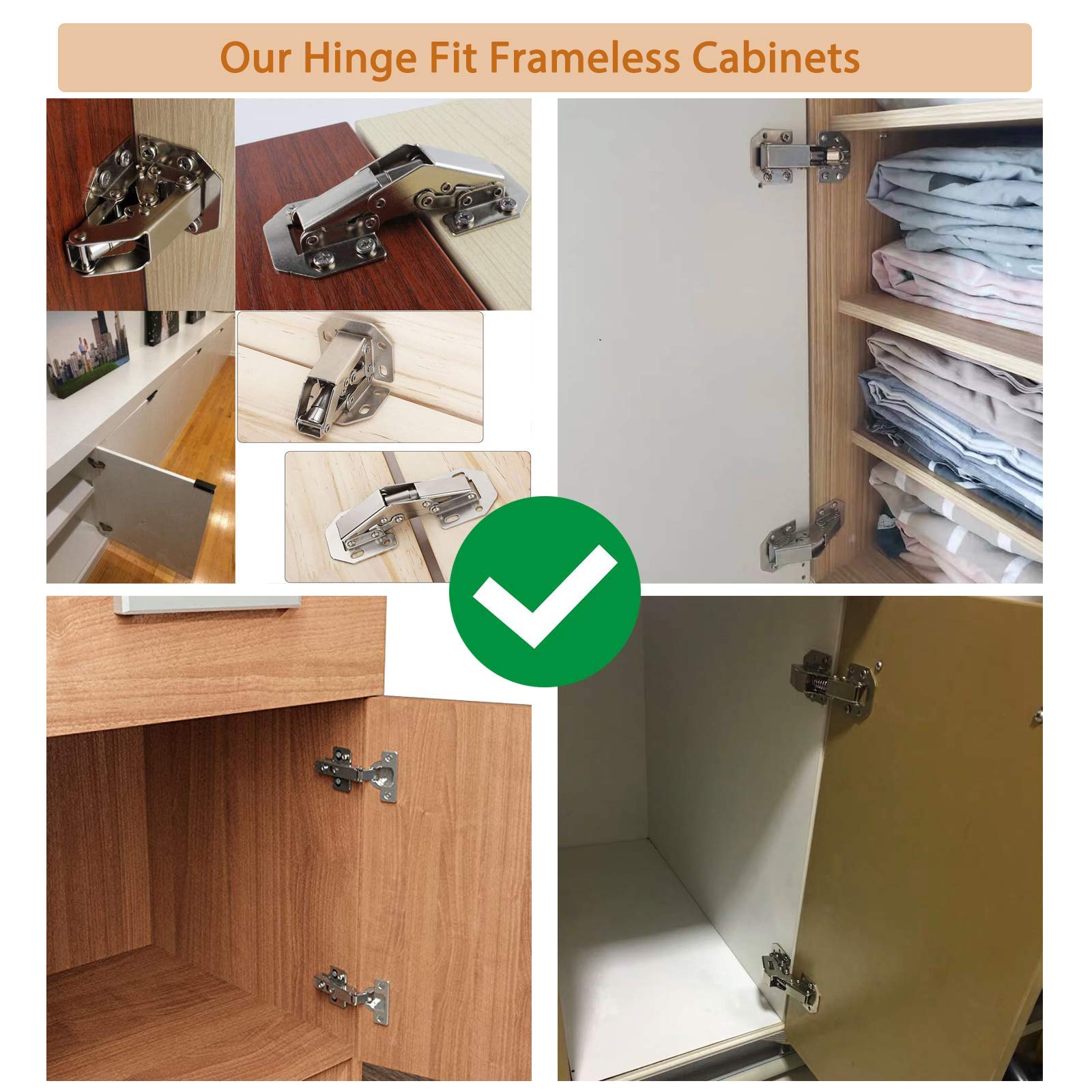 REDYA 10 Pack Hidden Kitchen Hinges, Concealed Hinges