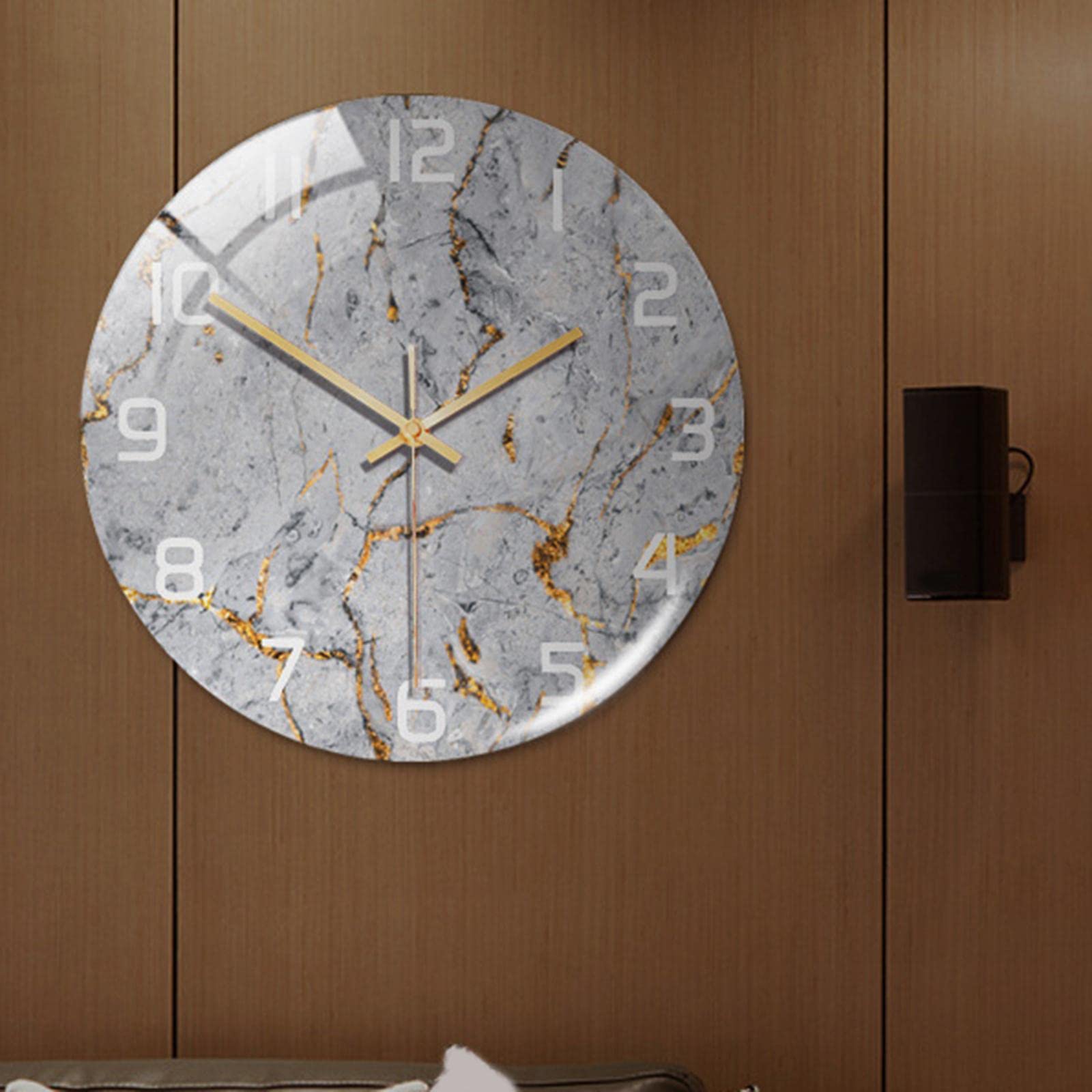 predolo Zeitloses Design: Uhr mit Marmor-Effekt, leise, 30 cm, Elegante Uhr für Zuhause, GRAU