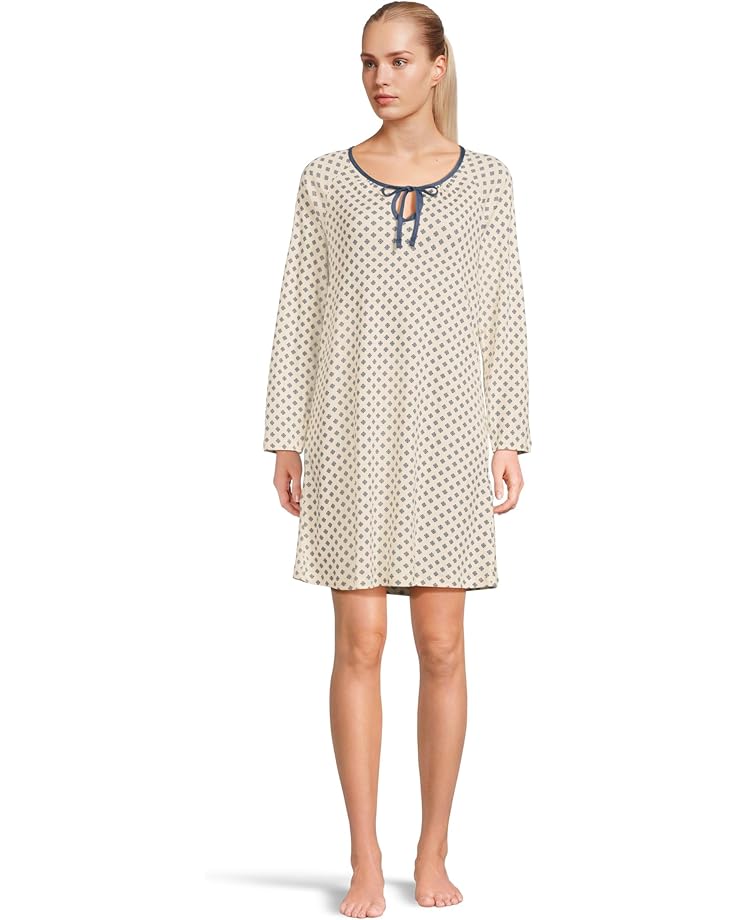 Karen Neuburger Blue Era Tie Neck Long Sleeve Sleep Shirt - Main View