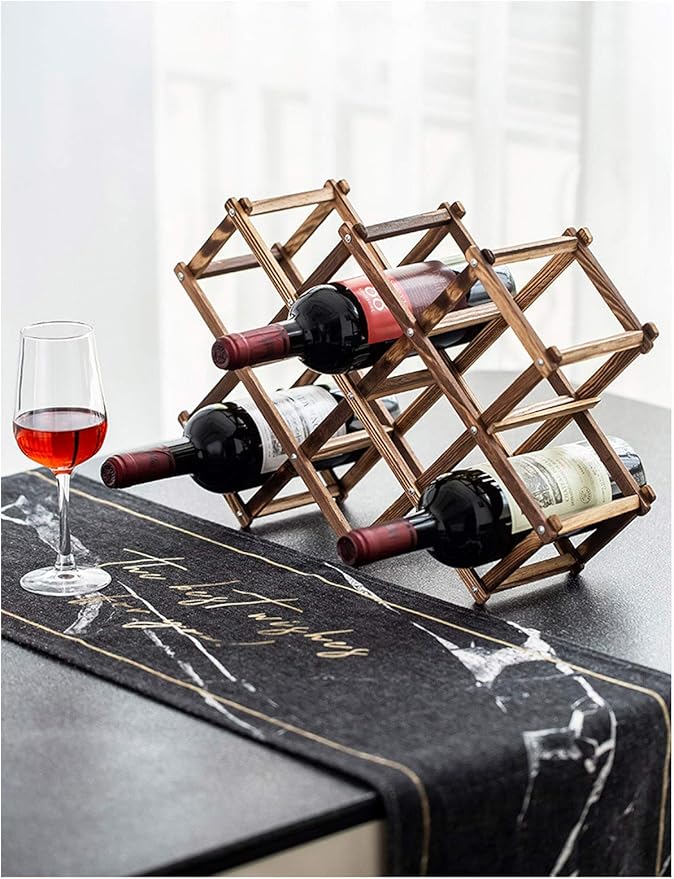 Estante para Vinos BAZIGA, Apilable, 10 Botellas, Madera y Metal, Moderno miniatura 6