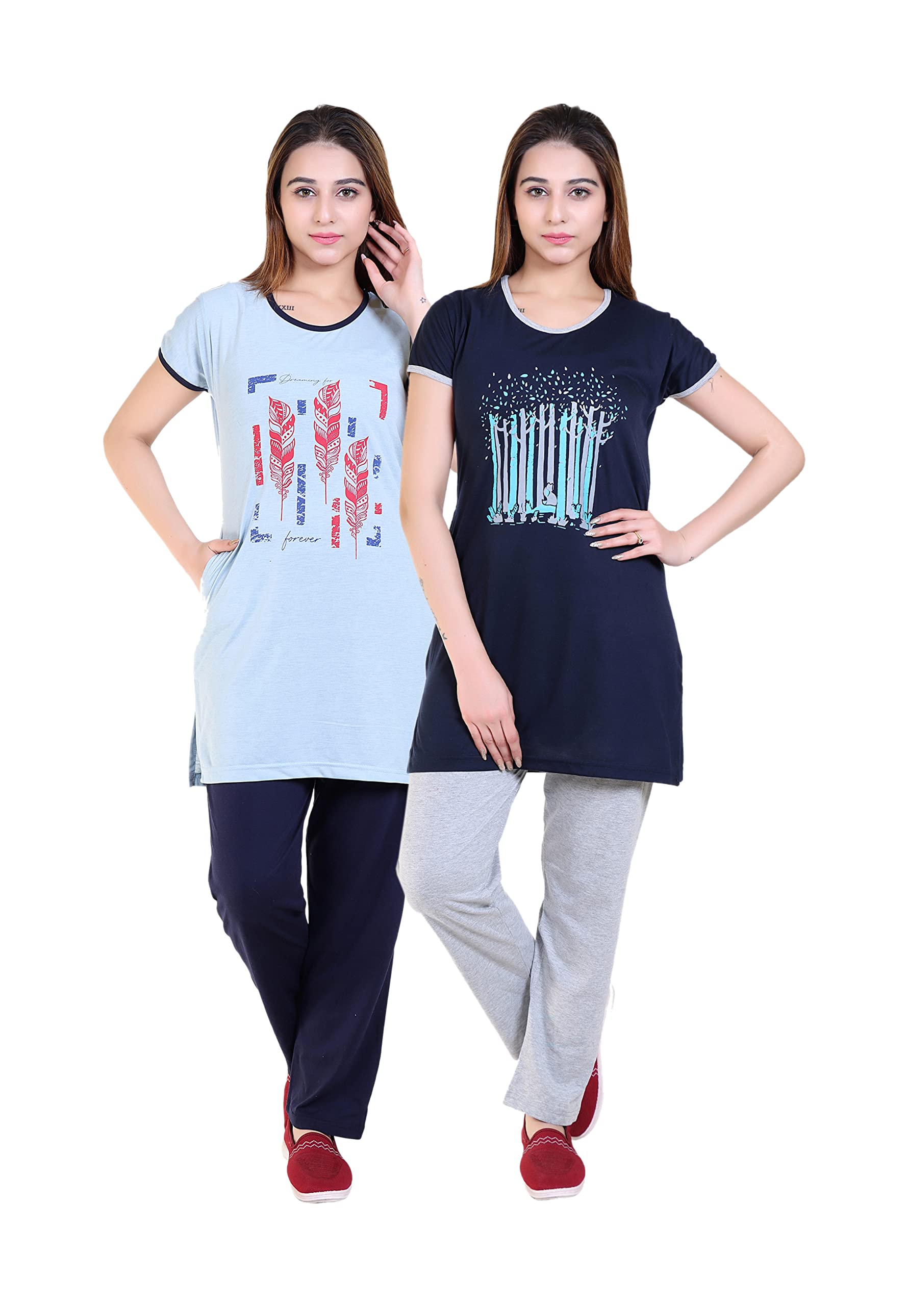 DG Divine Girl Women's Summer Wear Printed Night Suit Set (Pack of 2)-image-14
