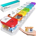 Odaro Extra Large Weekly Pill Organizer, XL Pill Box 7 Day Am Pm, Jumbo Medicine Organizer 2 Times A Day to Hold Daily Medicine Vitamin and Supplements - Rainbow