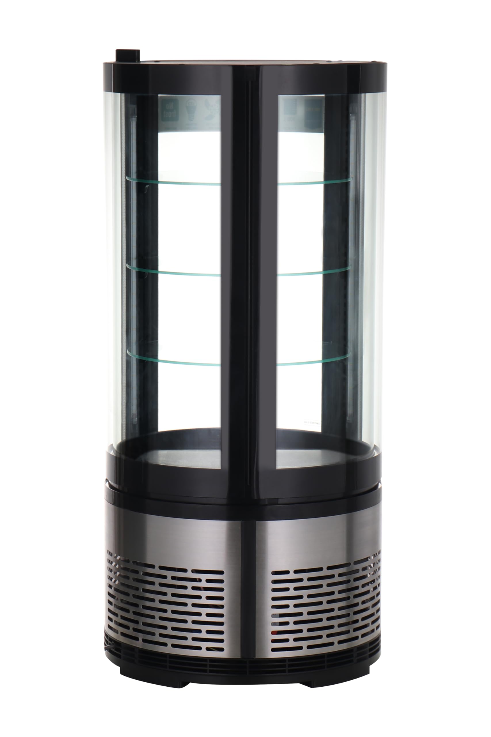 METRO Professional Vitrina expositora GRV1100, acero inoxidable/vidrio, 48x48x103 cm, 100L, enfr. por ventilación, 210 W, panel digital, negro/plata