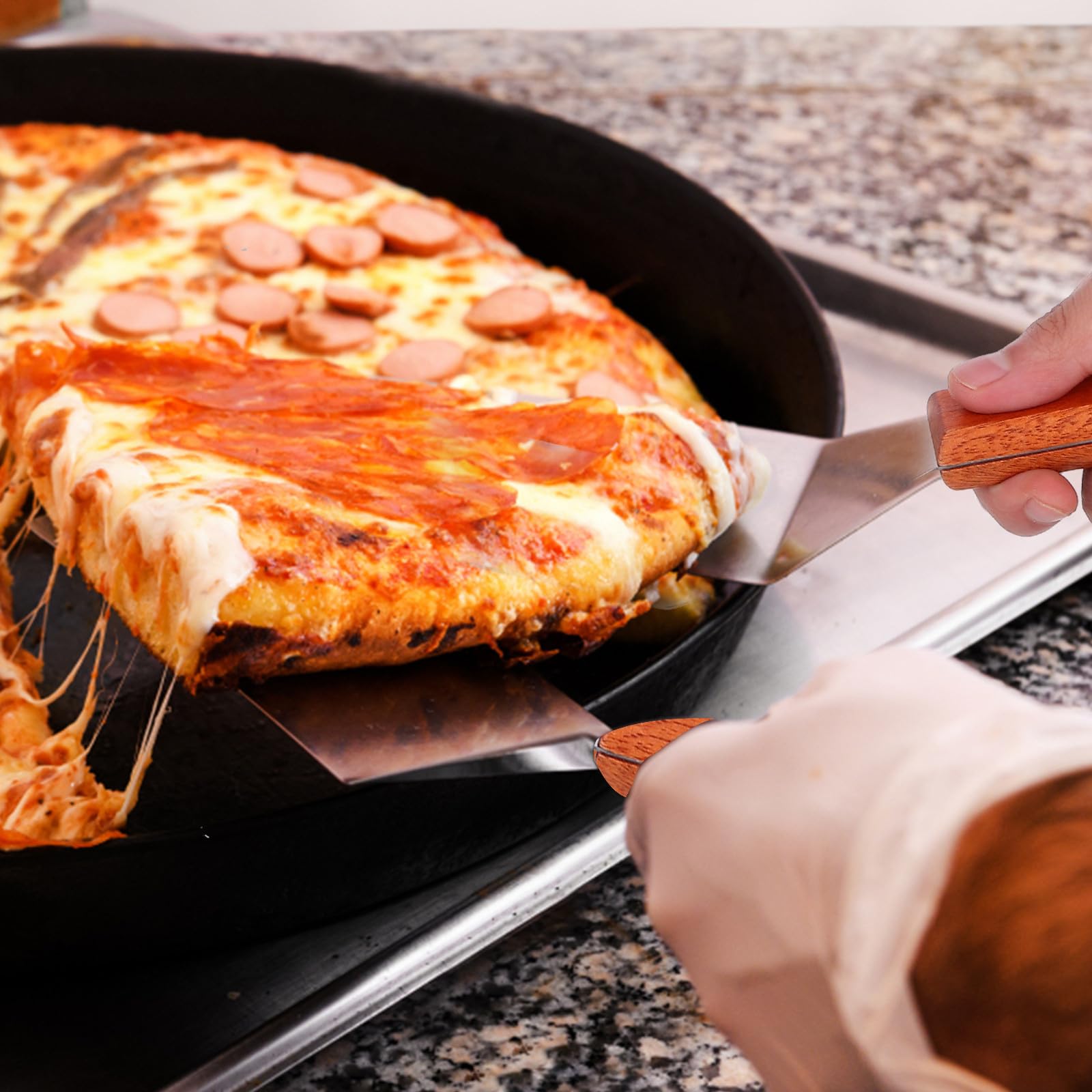 6 Stück Runde Pizzableche aus Edelstahl mit Multifunktionalem Design und Komfortablem Griff zum Servieren von Obst und Restaurants