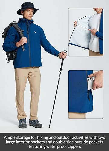 Miniatura 5 de BALEAF Chaqueta impermeable para hombre, ligera, plegable, impermeable, transpirable, rompevientos, senderismo, golf, viajes, al aire libre