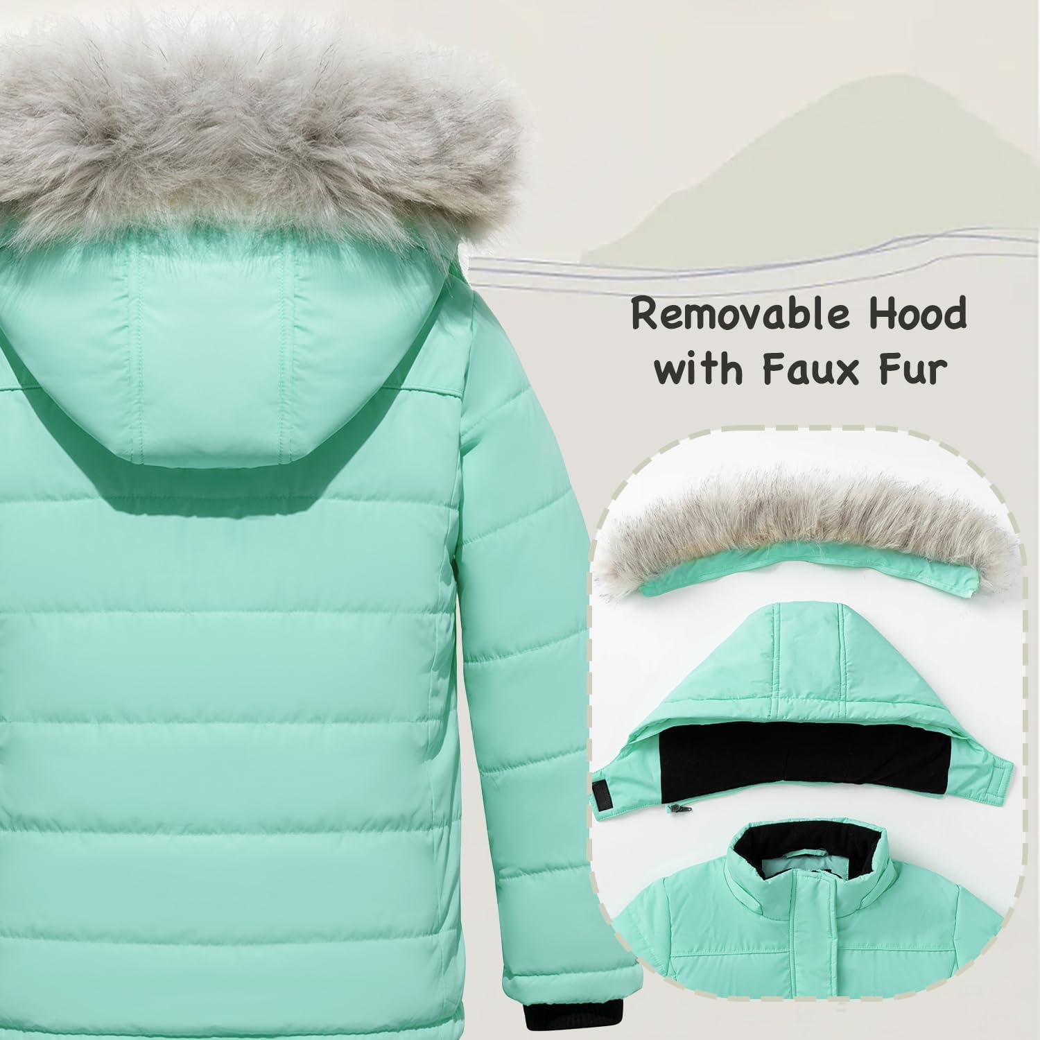 FARVALUE Girls' Winter Coats Thicken Fleece Lined Padded Hooded Puffer Jacket Coat for Girls - Image 4