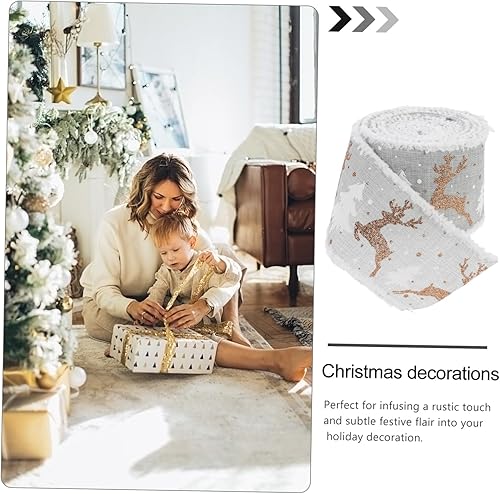 Miniatura 4 de KALLORY 1 rollo de cinta de Navidad para regalos de boda, cintas para manualidades, listones para manualidades, envoltura de regalo, cinta de