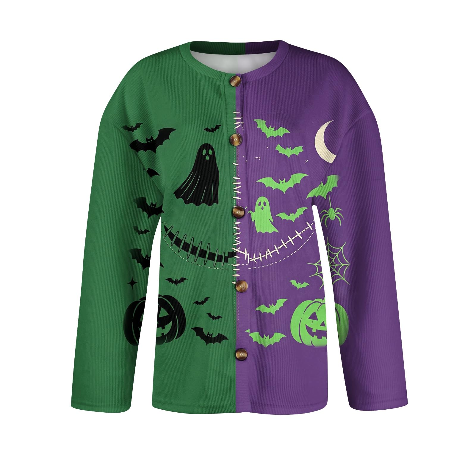 Strickjacke Damen Halloween Cardigan Aufdruck Übergangsjacke Festlich