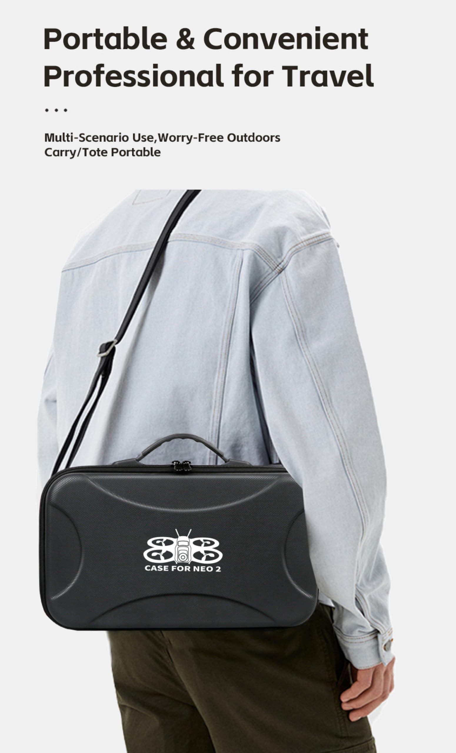 Genérico Bolsa de Transporte Accesorios para dji Neo 2, Bolsa de Viaje portátil con Carcasa rígida y Funda Protectora a Prueba de Golpes el dron para dji Neo 2 y el Control Remoto RC-2. (con patrón)