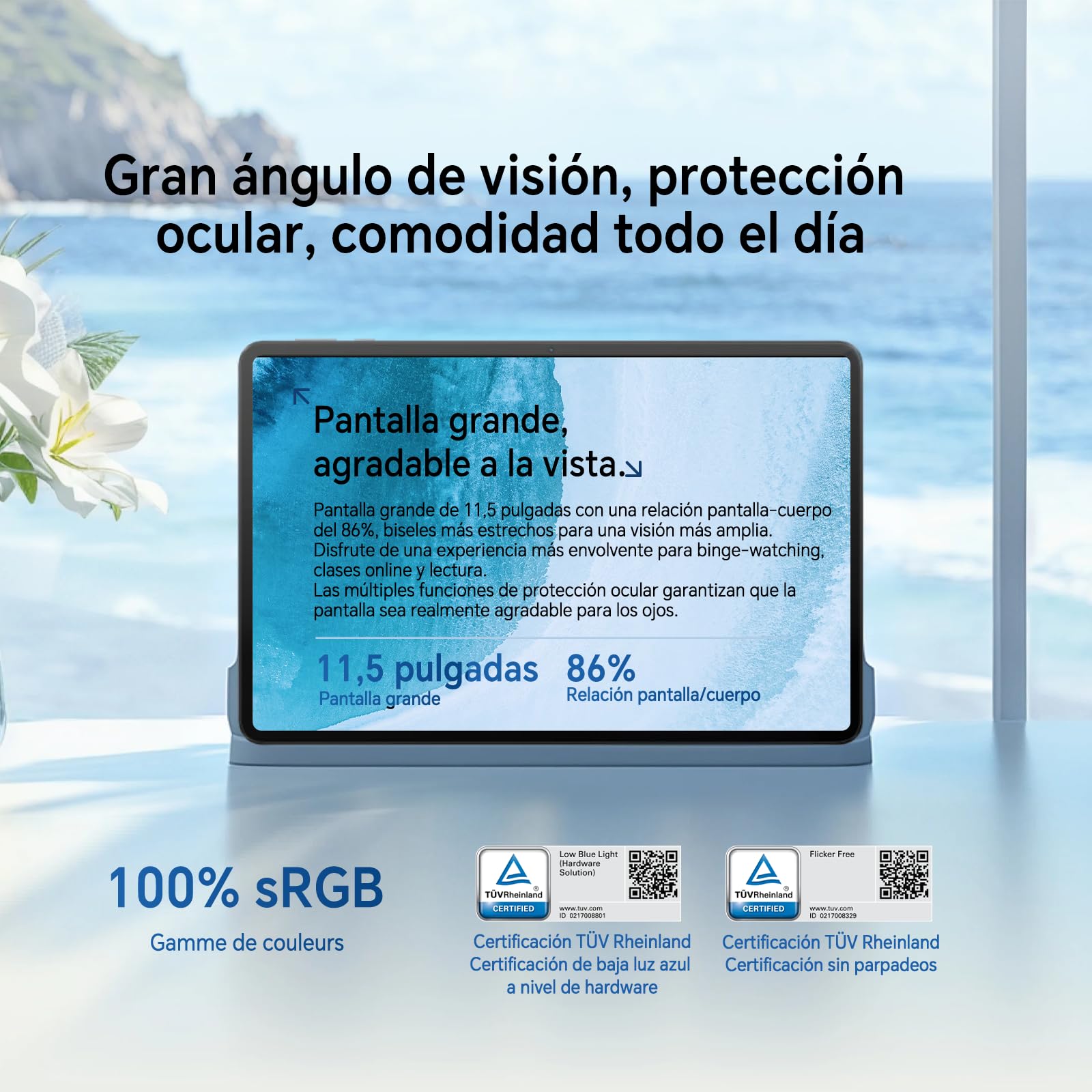 HONOR Pad X9a Tablet 11.5" 2.5K 120Hz Pantalla Cuidado Ocular, 6GB RAM 128GB ROM, Snapdragon 685, Batería 8300mAh, Carga 35W, 4 Altavoces, Cuerpo de Metal, Tablet Android 15, Gris — view 4