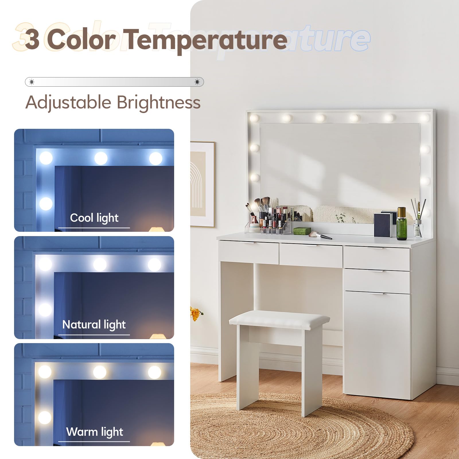 Broadway Lighted Vanity Makeup Desk Amazon.com: CLIPOP Modern Makeup